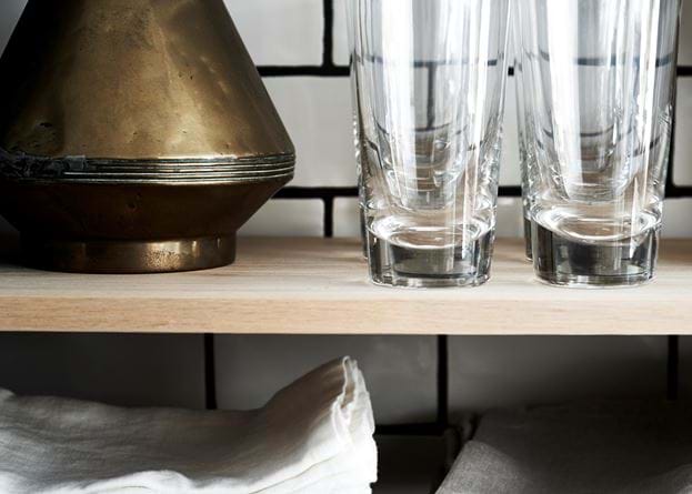 Greenwich tall water glasses on shelf