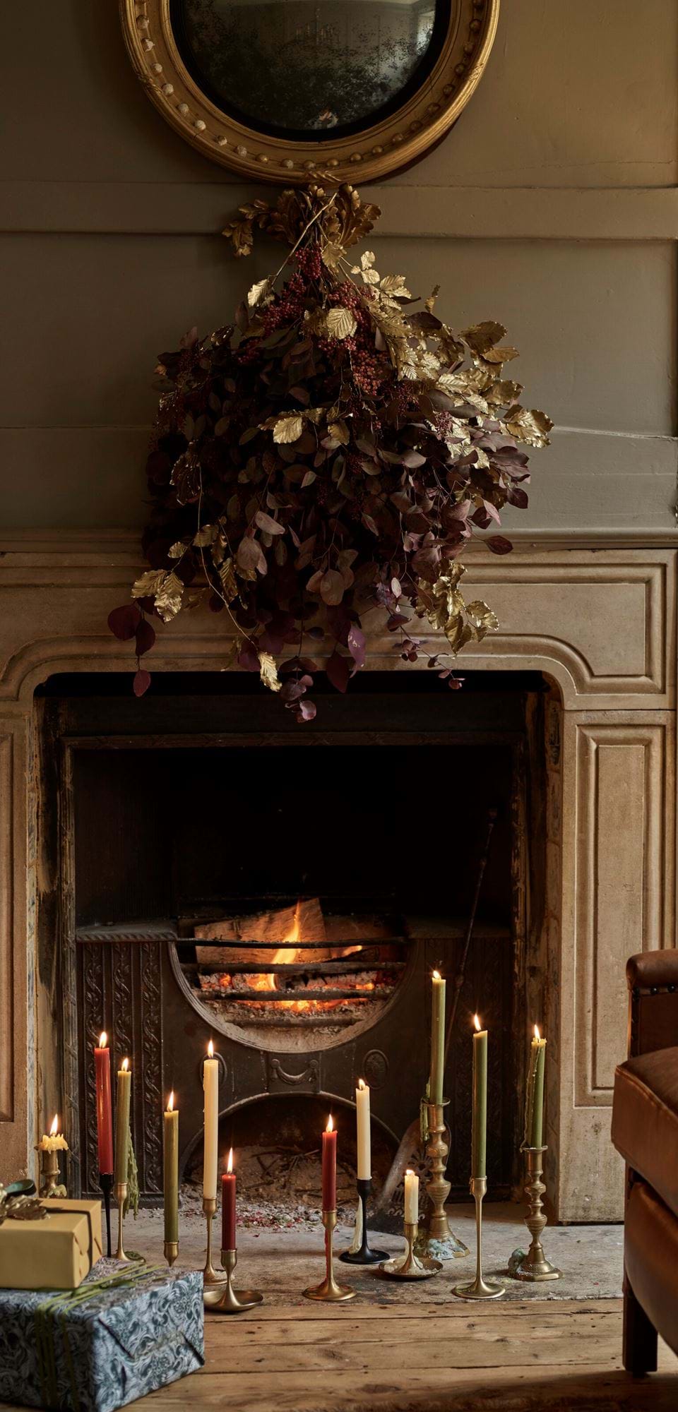 Christmas Fireplace_Heddon Candlesticks & Coleridge Candles