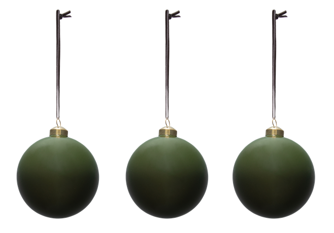 FELICITY glass bauble, large, olive set of 3