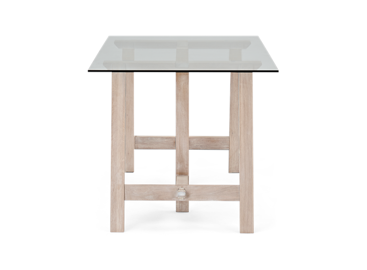 Hebden Trestle Table_Glass Top_Chalked Oak Legs