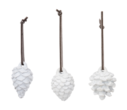 Aylmer hanging pinecones, white - set of three