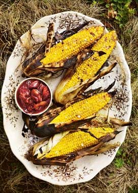 Gill Meller sweetcorn with damsons