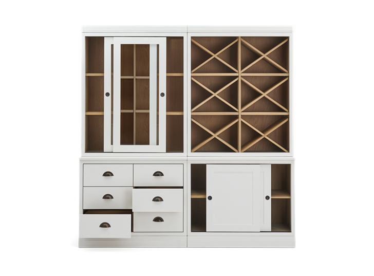 Chawton Low Double Dresser With Wine Shelves - Snow
