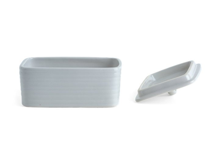 Lewes Butter Dish Grey_Front Lid Off