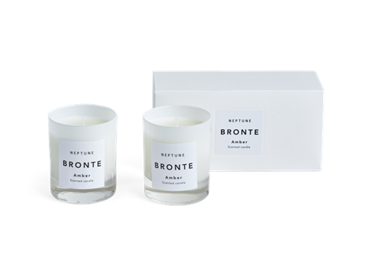 Bronte Amber Scented Candles, White, Set of 2 Box