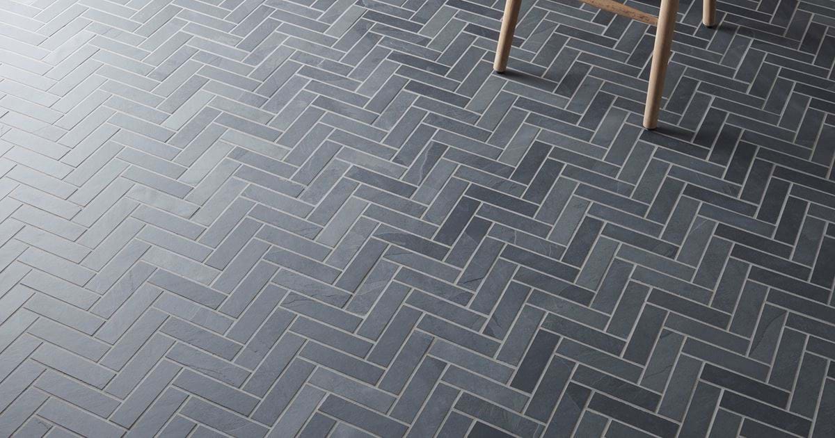 Honister Slate Tiles Large Black, Slate Floor Tiles Herringbone