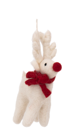 Needle felt, Esther the White Reindeer - 3quarter