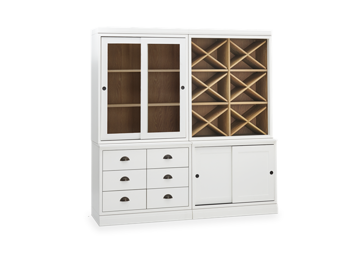Chawton Low Double Dresser With Wine Shelves - Snow
