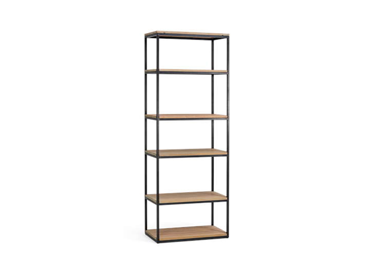 Carter 70 Bookcase Black Steel _ Dark Vintage Oak 3Q copy