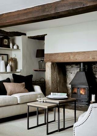 Grace scatter cushion in Harris Tweed Marmalade on sofa