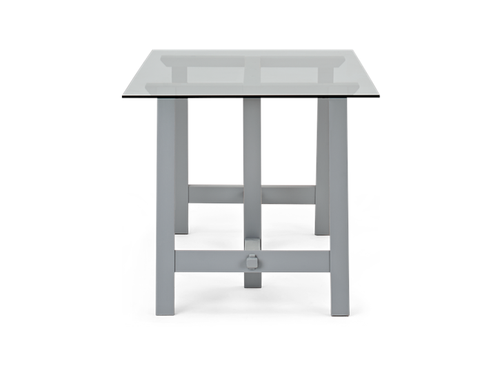 Hebden 150 Trestle Table_Glass Top_Fog Legs_Side