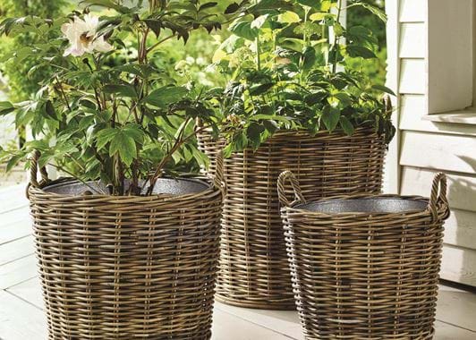 Tetbury Wicker Zinc Lined Planters Small Medium Large