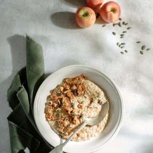 Neptune food,baked apple and hazelnut porridge