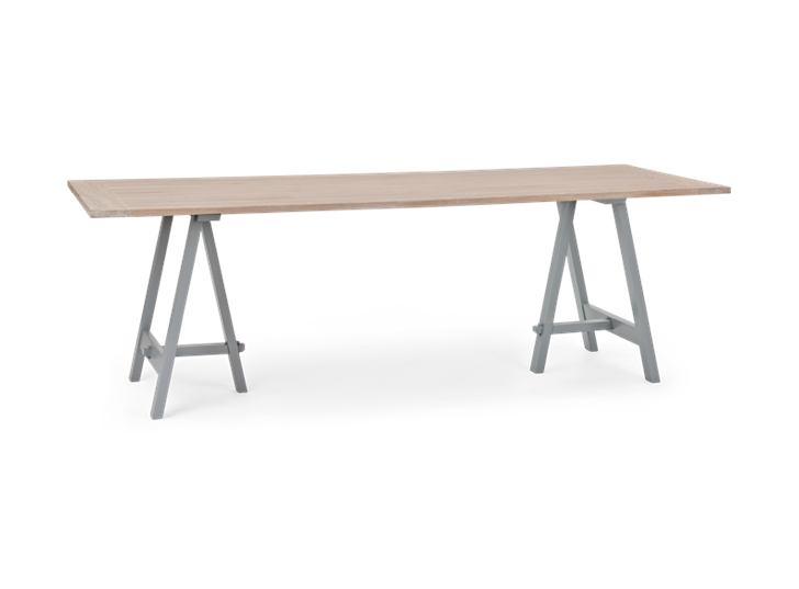 Hebden 230 Trestle Table_Chalked Oak Top_Fog Legs