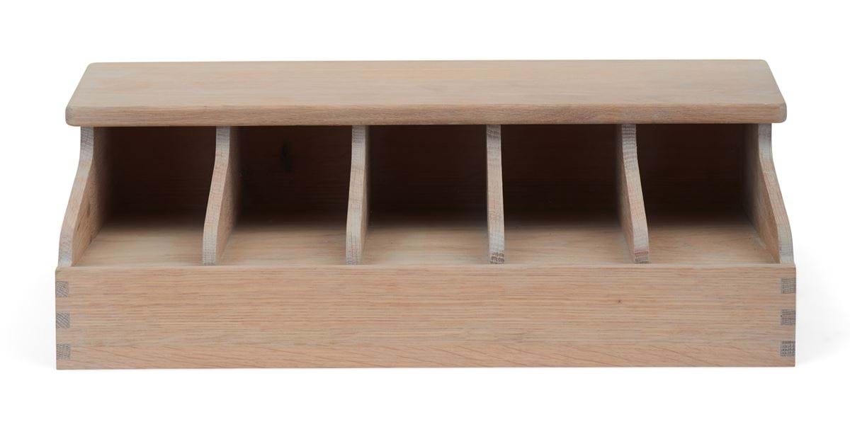 Southwold 5 Bay Divided Cutlery Organiser - Seasoned Oak | Neptune