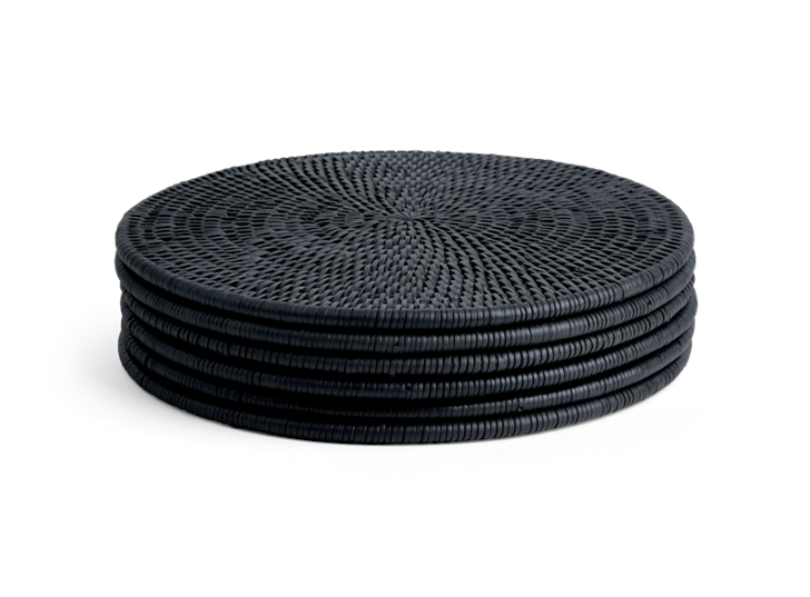 Ashcroft Round Placemat Set of 6 Charcoal_Stack