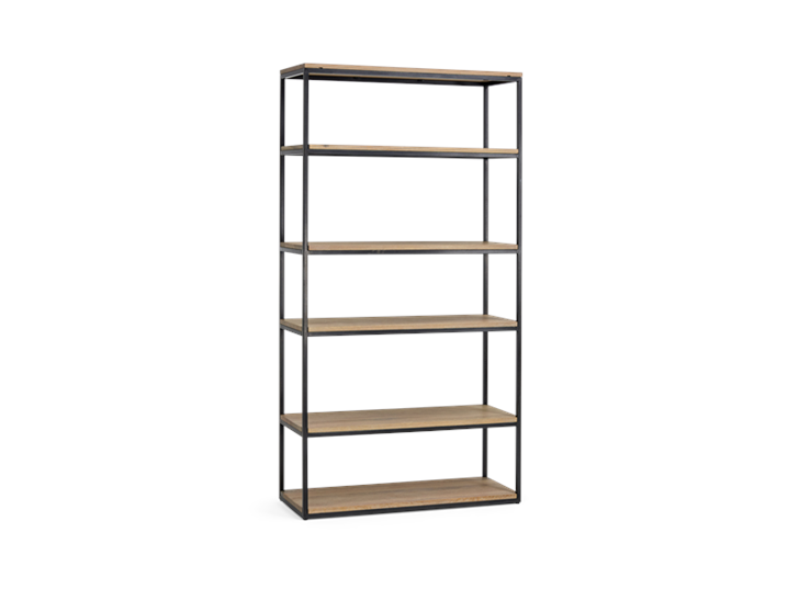 Carter 100 Bookcase Black Steel _ Dark Vintage Oak 3Q copy