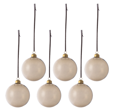 FELICITY glass bauble, small, driftwood set of 6