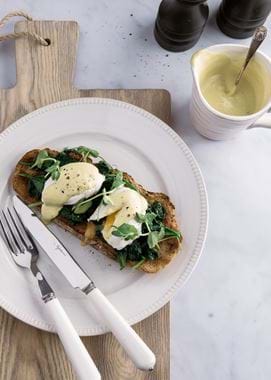Neptune food, poached eggs and cashew hollandaise