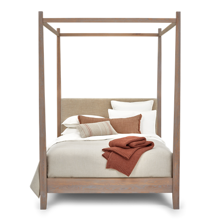 Wardley King Four Poster Chalked Oak Holkam Sand Styled Front