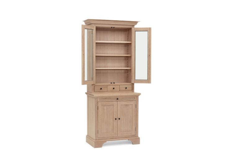 Henley 3ft Glazed Oak Dresser Top 3Q Doors Open