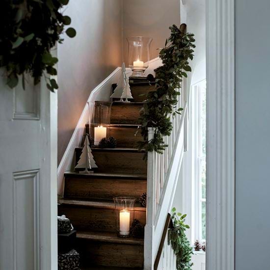 Christmas stairway Pine garland