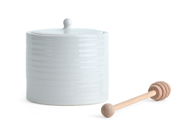 Lewes Pot with Wooden Drizzler Grey_Front 2