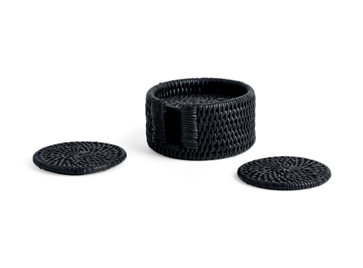 Ashcroft Round Coasters Set of 6 Charcoal_Stack Open