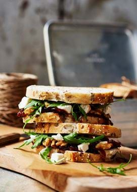 Goats cheese and red onion marmalade sandwich