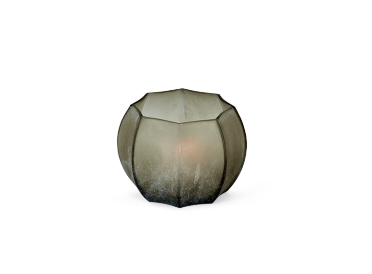 Alconbury ridged tealight holder 1 grey_front candle on
