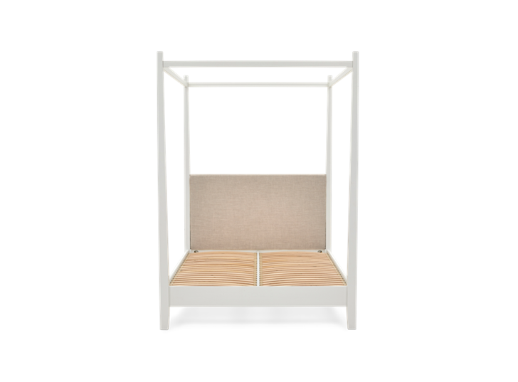 Wardley King Four Poster Snow Bed Base Upholstered Headboard Holkam Sand Front