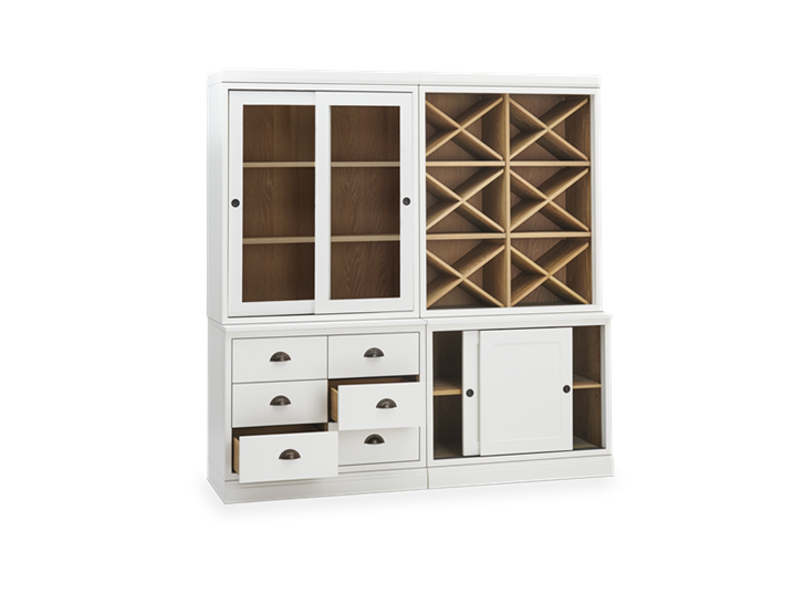 Chawton Low Double Dresser With Wine Shelves - Snow