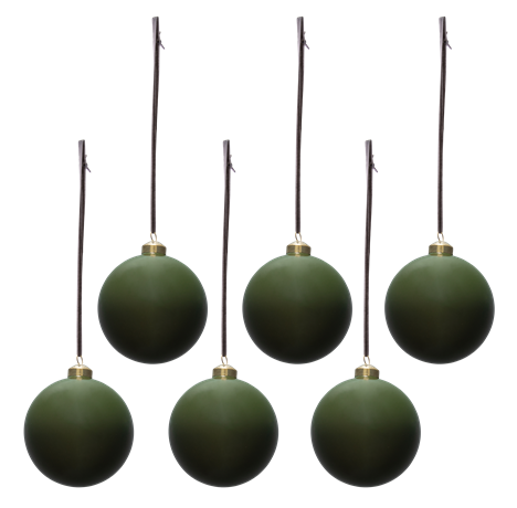 FELICITY glass bauble, small, olive set of 6