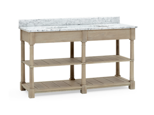 Edinburgh 1490 Dbl Undermount Open Washstand With Basin-VO-Vintage Oak 3Q