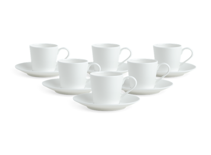 Fenton Espresso Cup and Saucer Set of 6 White