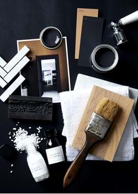 Mustard bathroom moodboard