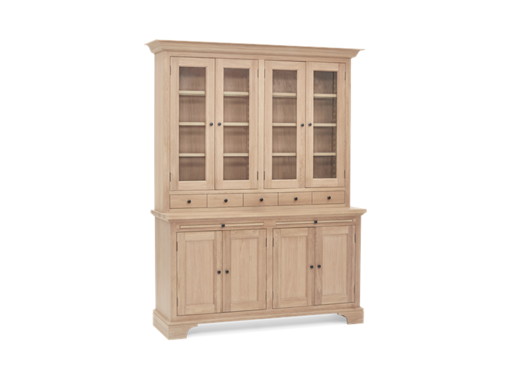 Henley 5ft Glazed Oak Dresser Top 3Q Doors Closed