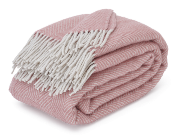 Cotswold Herringbone Throw Old Rose_3Quarter