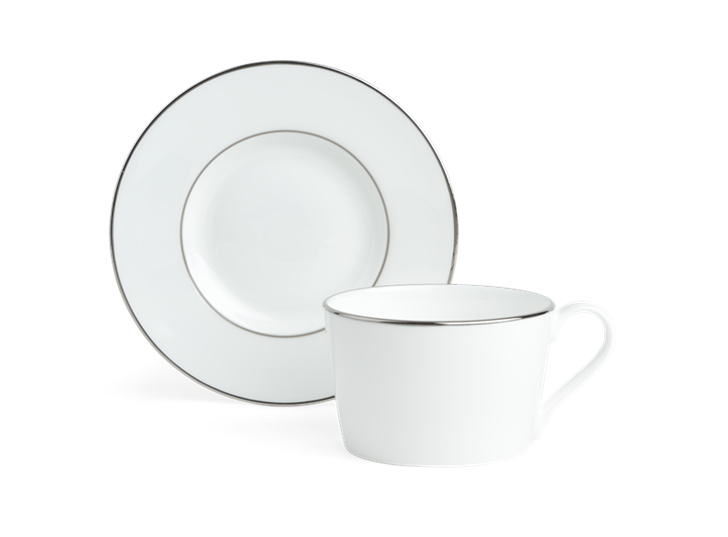 Fenton Tea Cup and Saucer Set of 6 Platinum_Top