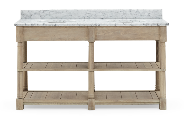 Edinburgh 1490 Dbl Undermount Open Washstand With Basin-VO-Vintage Oak Front