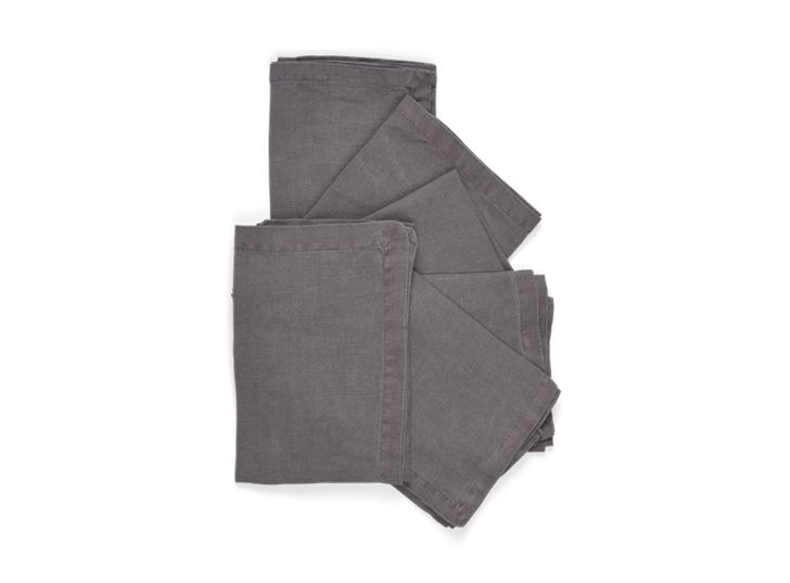 Emily Linen Napkins Set of 6 Peat_Stack