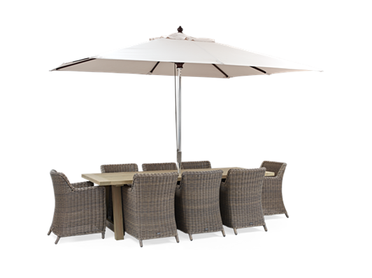 Stanway Teak and Stanway Dining Set with Parasol