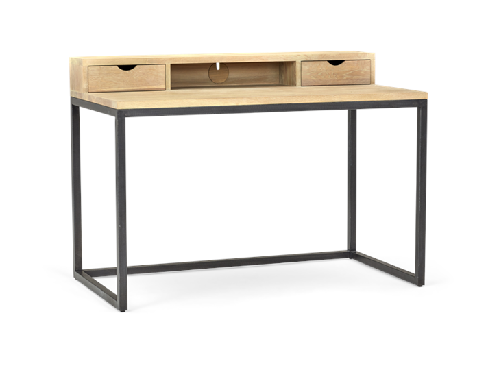 Carter 120 Desk - Black Steel _ Dark Vintage Oak 3Q