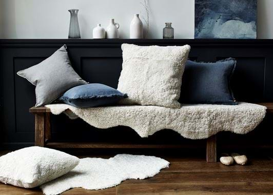 Arundel bench cushions & sheepskins