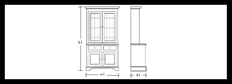 Chichester 3ft6 Glazed Rack Dresser