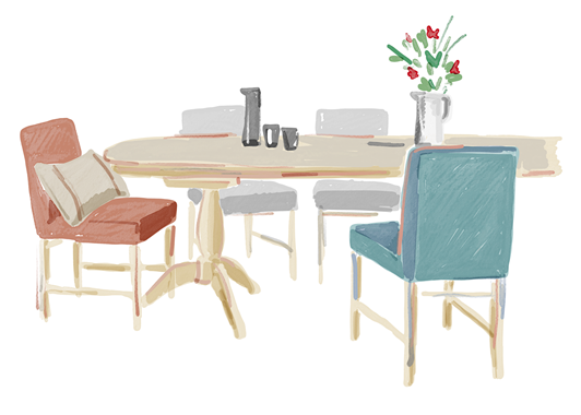 Dining illustrations - Henley table and chairs 6 Seater