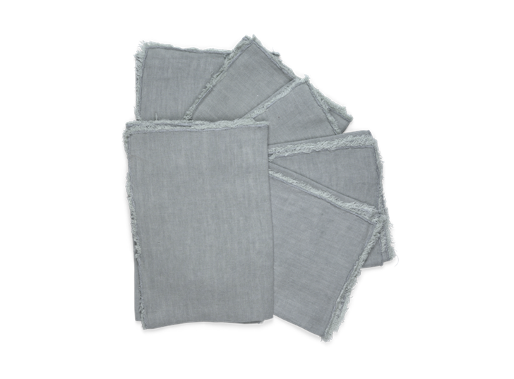Antonia Fringed Napkins Set of 6 Powder Blue_Stack