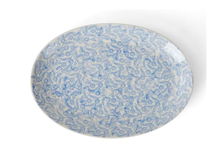 Olney serving platter, medium, flax blue_overhead