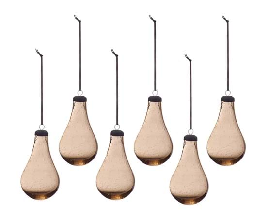 Torrrington Glass Bauble Teardrop Set fo Six