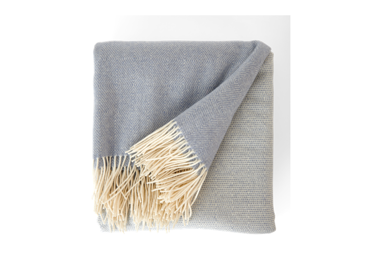 Helmshore throw, flax blue, above